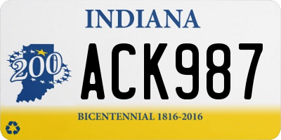 IN license plate ACK987