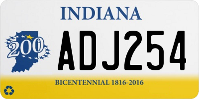 IN license plate ADJ254