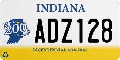 IN license plate ADZ128