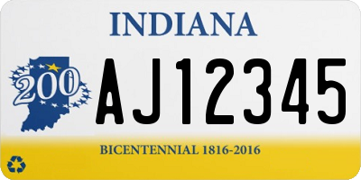 IN license plate AJ12345