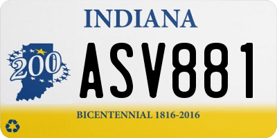 IN license plate ASV881