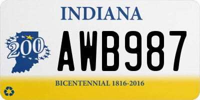 IN license plate AWB987