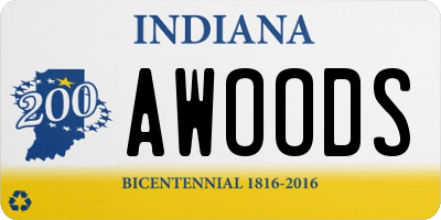 IN license plate AWOODS