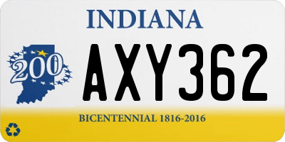 IN license plate AXY362