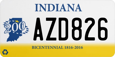 IN license plate AZD826