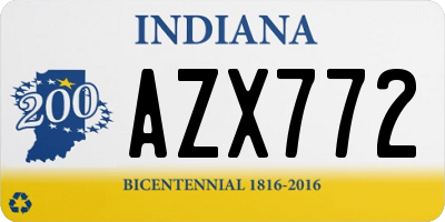 IN license plate AZX772