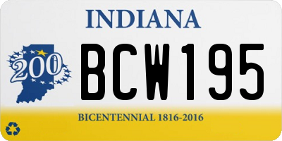 IN license plate BCW195