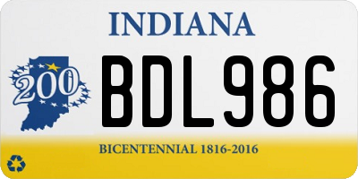 IN license plate BDL986