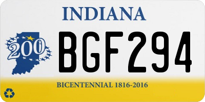 IN license plate BGF294