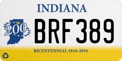 IN license plate BRF389