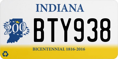 IN license plate BTY938