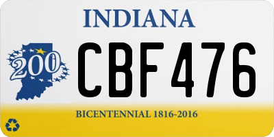 IN license plate CBF476