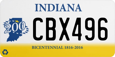 IN license plate CBX496