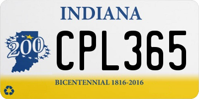 IN license plate CPL365