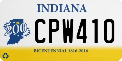 IN license plate CPW410