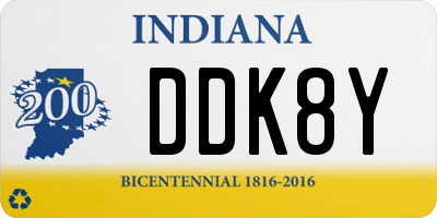 IN license plate DDK8Y