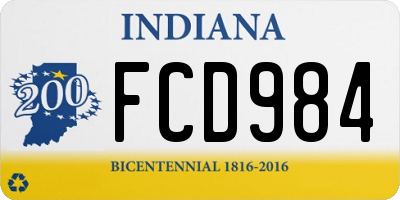 IN license plate FCD984