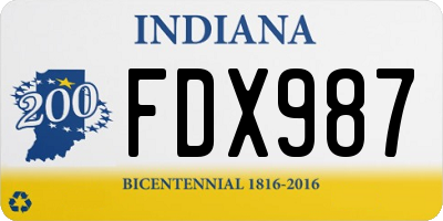 IN license plate FDX987