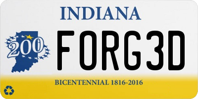 IN license plate FORG3D