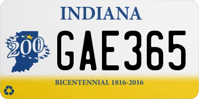 IN license plate GAE365