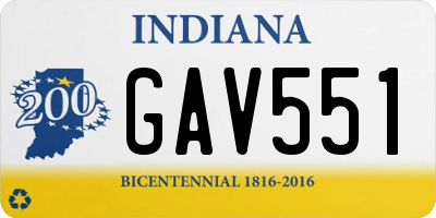 IN license plate GAV551