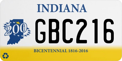 IN license plate GBC216