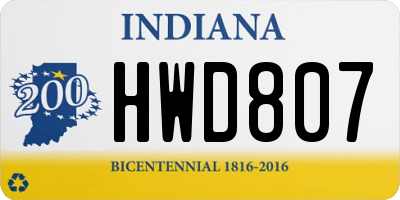 IN license plate HWD807