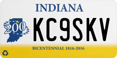 IN license plate KC9SKV