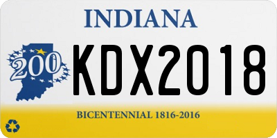 IN license plate KDX2018