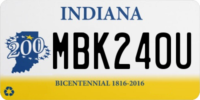 IN license plate MBK240U