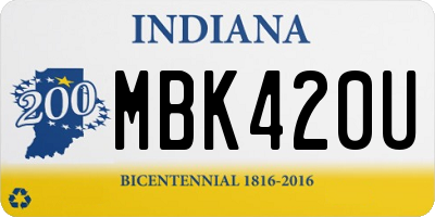 IN license plate MBK420U