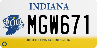 IN license plate MGW671