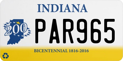 IN license plate PAR965