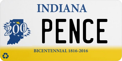 IN license plate PENCE