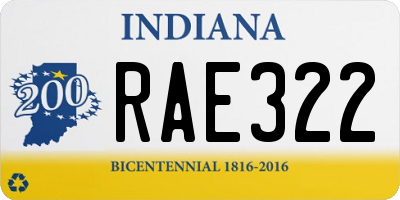 IN license plate RAE322