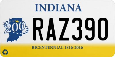 IN license plate RAZ390