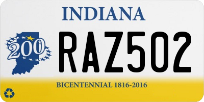 IN license plate RAZ502