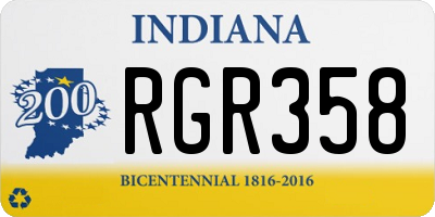 IN license plate RGR358