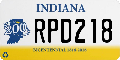 IN license plate RPD218