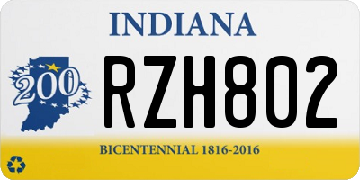 IN license plate RZH802