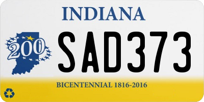 IN license plate SAD373