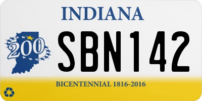 IN license plate SBN142