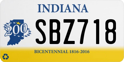 IN license plate SBZ718