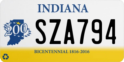 IN license plate SZA794