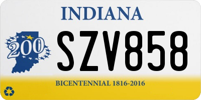 IN license plate SZV858