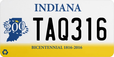 IN license plate TAQ316