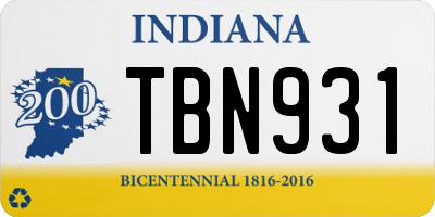 IN license plate TBN931