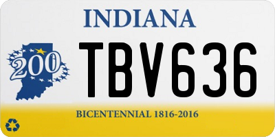 IN license plate TBV636