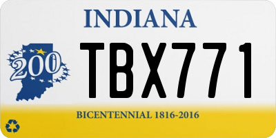 IN license plate TBX771