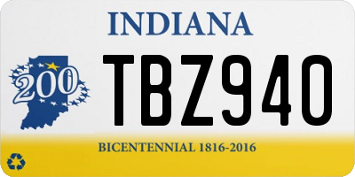 IN license plate TBZ940